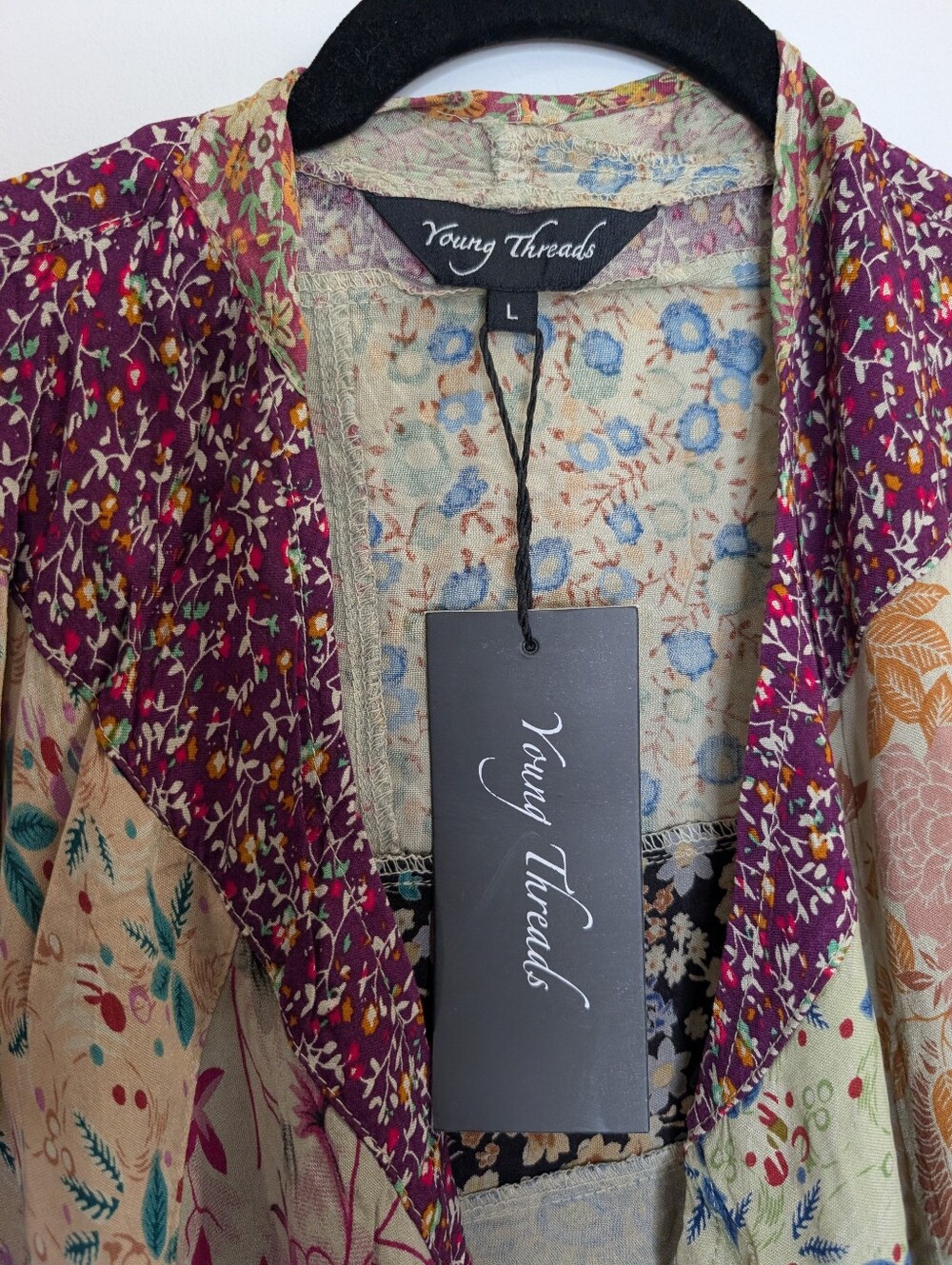 Boho Floral Patchwork Kimono Cardigan - Multicolor - Picture 3 of 6